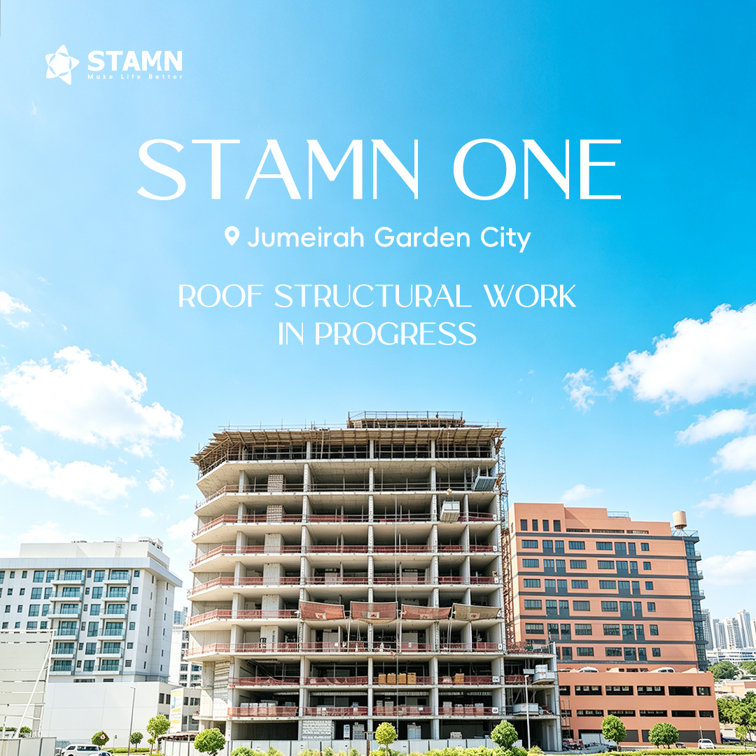 STAMN ONE reaches roof structural work &mdash; real progress, rising steady.